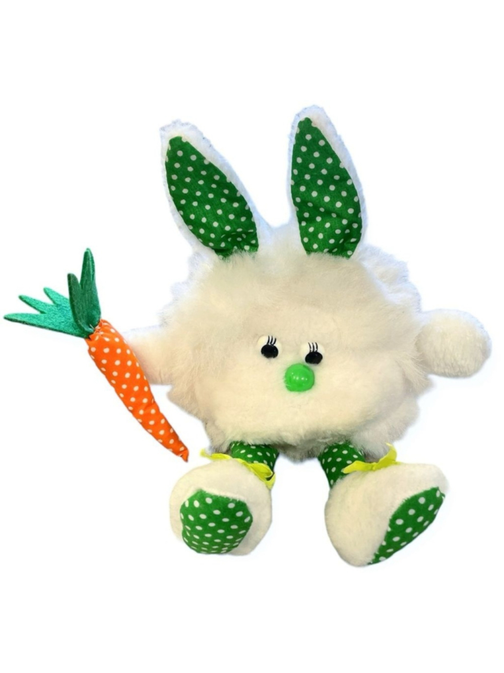 Vintage Commonwealth Puff Bunny Rabbit Carrot Picker Plush Easter Stuffed Animal